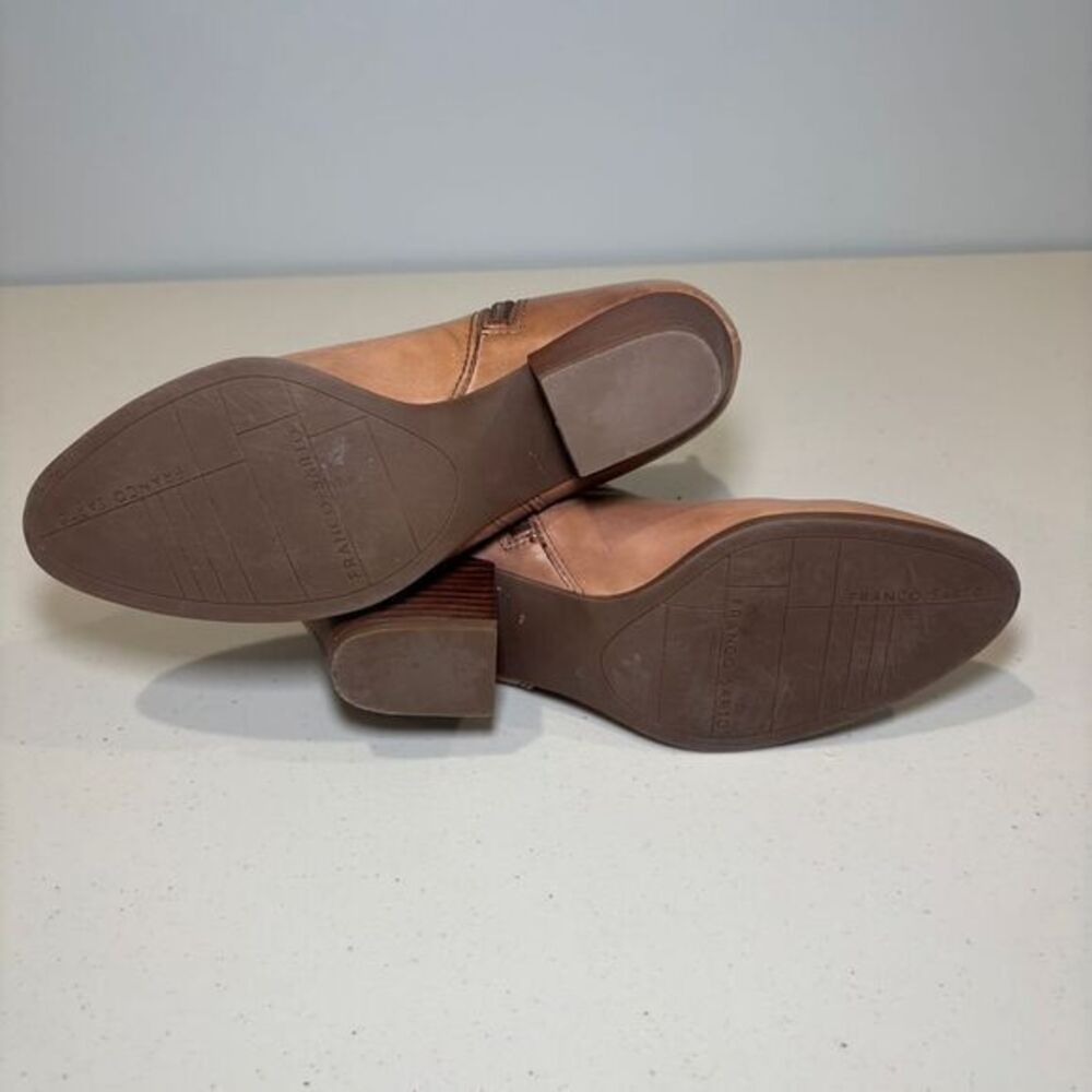 Franco Sarto NWOT L-Garda Tan‎ Leather Ankle Boots Women's 7 Buckle Zipper - Picture 5 of 8